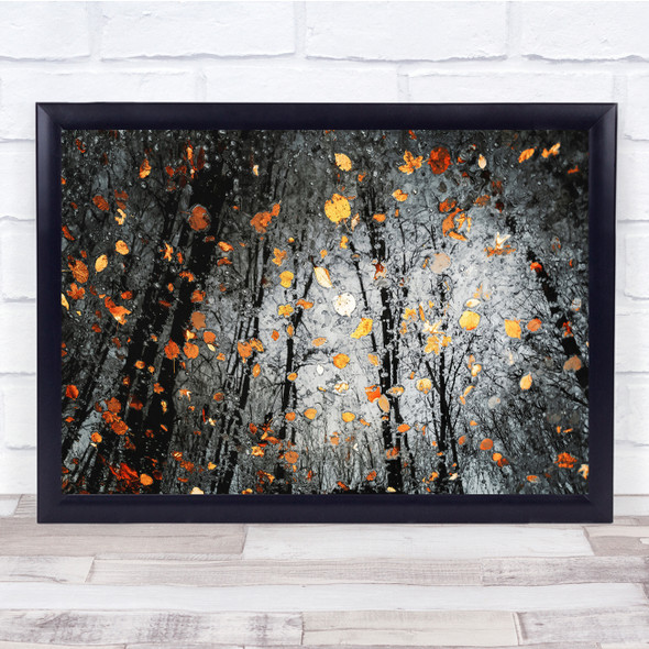 Autumn Fall Puddle Landscape Trees Leaf Leaves Wet Rain Raining Wall Art Print