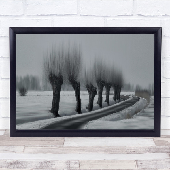 Belgium Polderland Winter Mood Bird Snow Road Trees The Bird... Wall Art Print