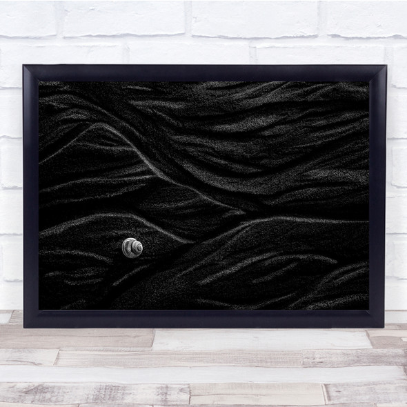 Black & White Sand Texture Light Shell Snail Macro Pattern Dark Wall Art Print