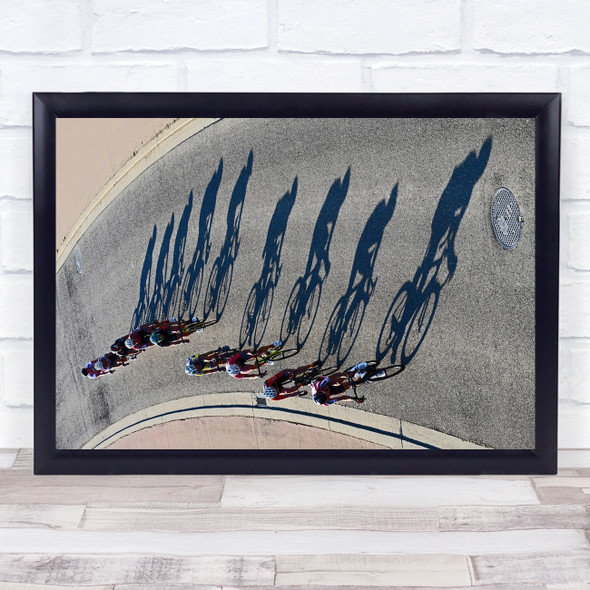 Cycling Race Shadows Shadow Road Way Street Action Bike Bicycle Wall Art Print