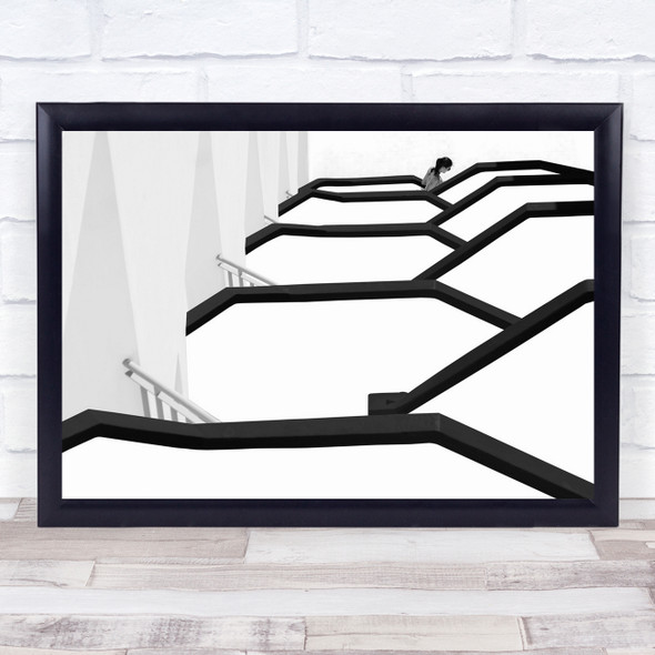 English Girl Rui Correia Black White Baw Stairs Portugal Person Wall Art Print