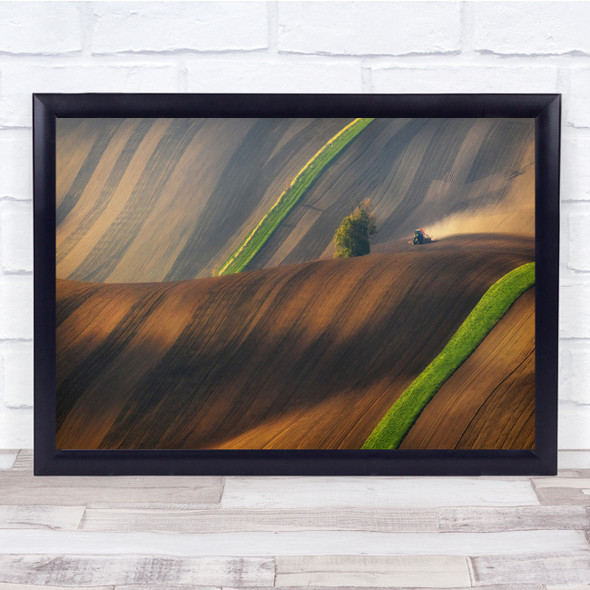 Fields Landscape Panorama Field Tractor Agriculture Countryside Wall Art Print