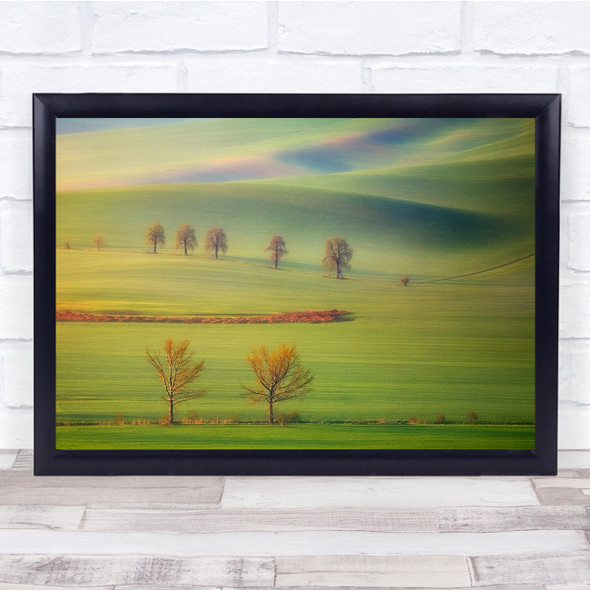Fields Spring Tuscany Landscape Agriculture Green Moravia Trees Wall Art Print