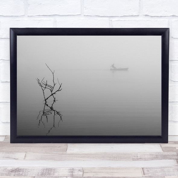 Foggy Day Misty Lake Mood Reflection Peace Tranquillity Fishing Wall Art Print