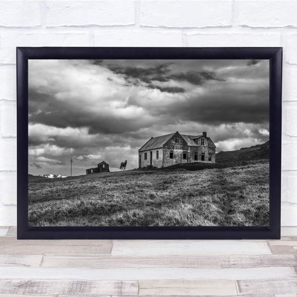 Iceland Landscape House Farm Olda Abandoned Horse Animal Nature Wall Art Print