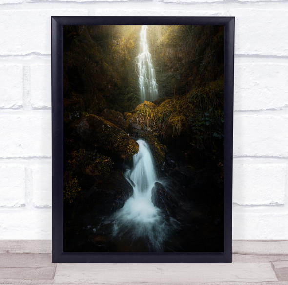 Landscape Waterfall Water Stream Flow Flowing Falls Forest Long Wall Art Print