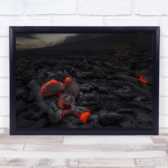 Lava Landscape Field Hawaii Volcano National Park Warm Heat Ash Wall Art Print