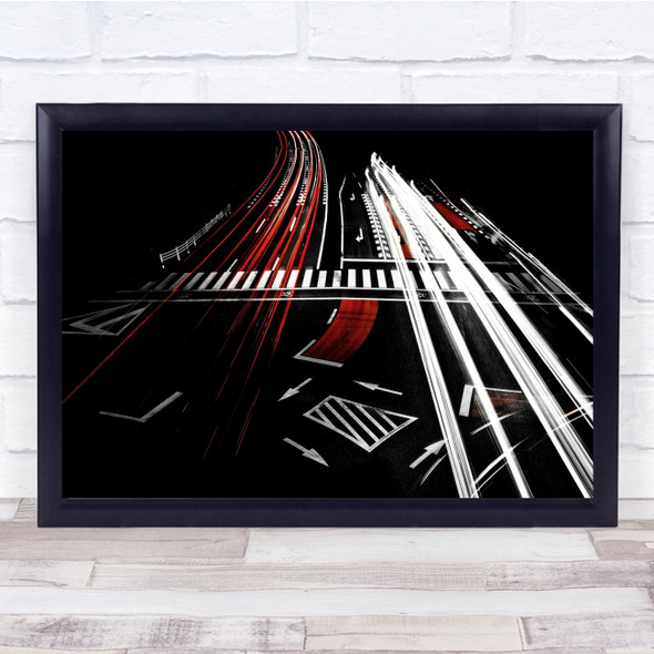 Light Trails Tail Lights Street Night Road Way Path Signs Arrow Wall Art Print