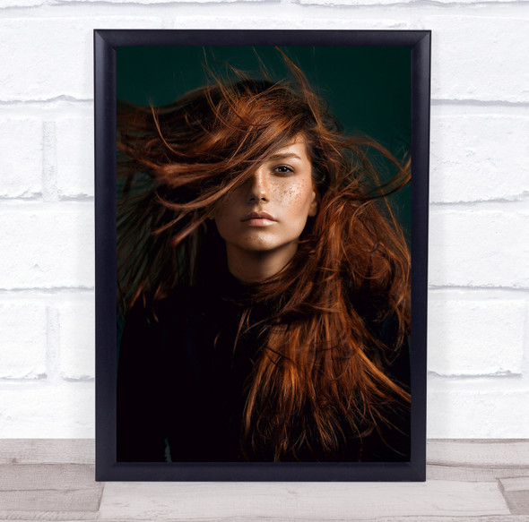 Portrait Hair Attitude Red Freckles Freckle Model Girl Woman No Wall Art Print