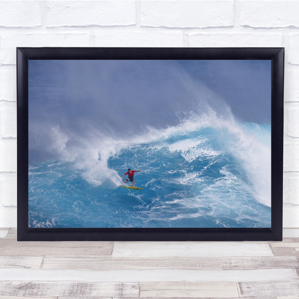 Waves Water Surfing Blue Red Board Surf Wave Drama Dramatic Sea Wall Art Print