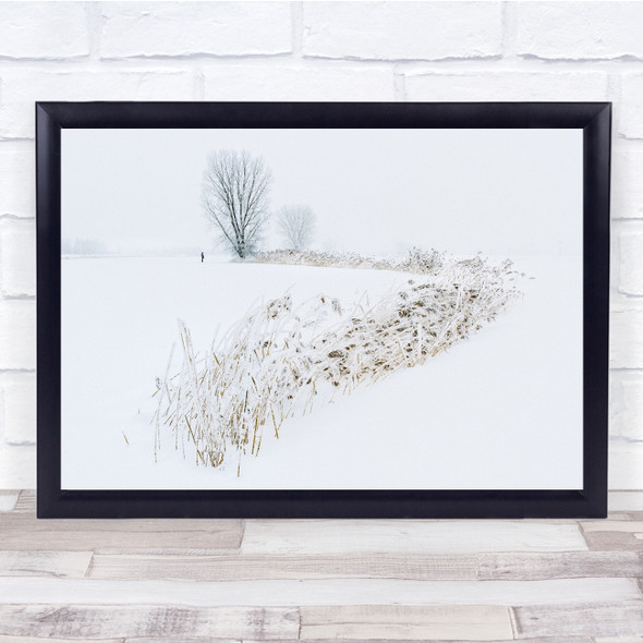 Winter Fog Tree Snow Frost High Key High-Key White Figure Small Wall Art Print