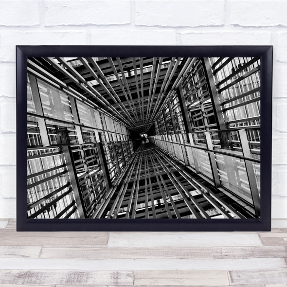 Line Streak Tokyo Vanishing Point Black & White Japan Asia Metal Tunnel Print