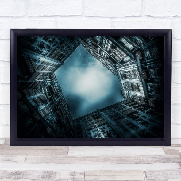 Buildings Perspective Wall Facade Square Toned up shot hexagon Wall Art Print