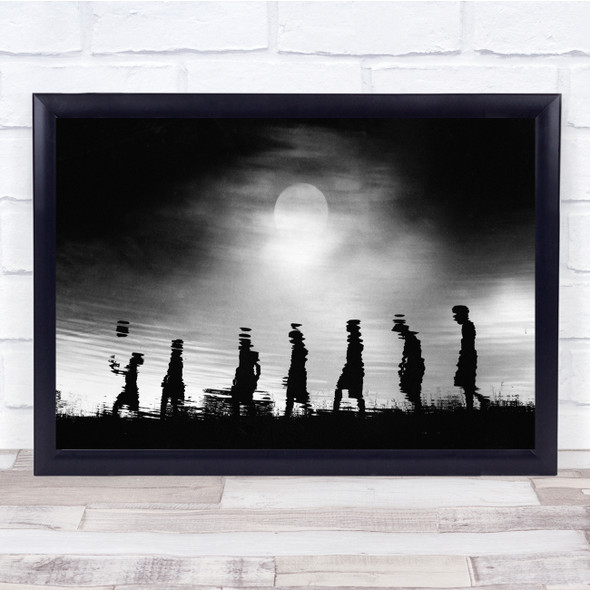 Children Ball Silhouette Reflection Concept Come Play Football Wall Art Print