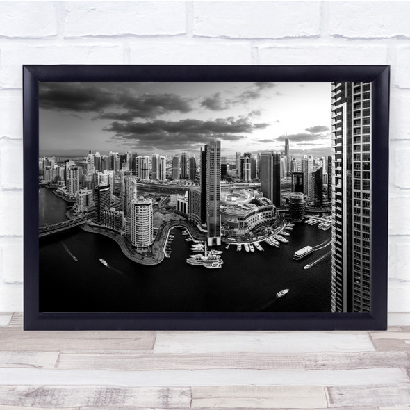 Dubai Marina Boat Boats Harbour Harbour Cityscape City Skyline Wall Art Print