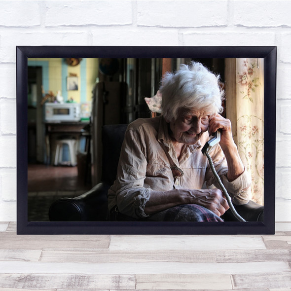 Elderly Lady Phone Malta Old Retired Communication Communicate Wall Art Print