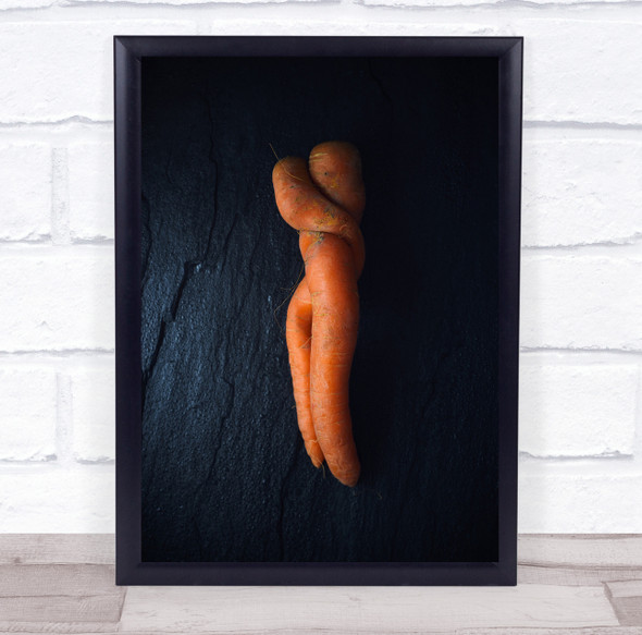 Food Carrot Abstract Hug Embrace Kitchen Love Symbolic Romance Wall Art Print