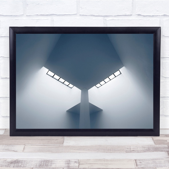 Mirrored Blue Architecture Abstract Interior Symmetry Geometry Wall Art Print