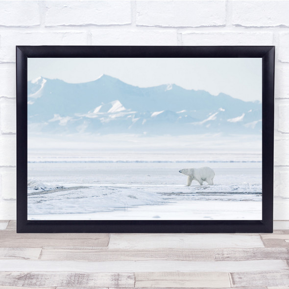 Polar bear Wildlife Animal Alaska Ice Snow Mountain Polar Bear Wall Art Print