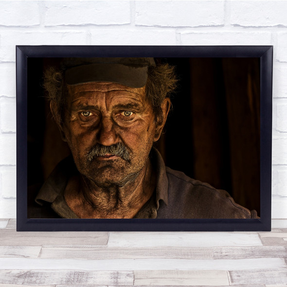 Portrait Documentary Worker Person Experience Intense Man Eyes Wall Art Print