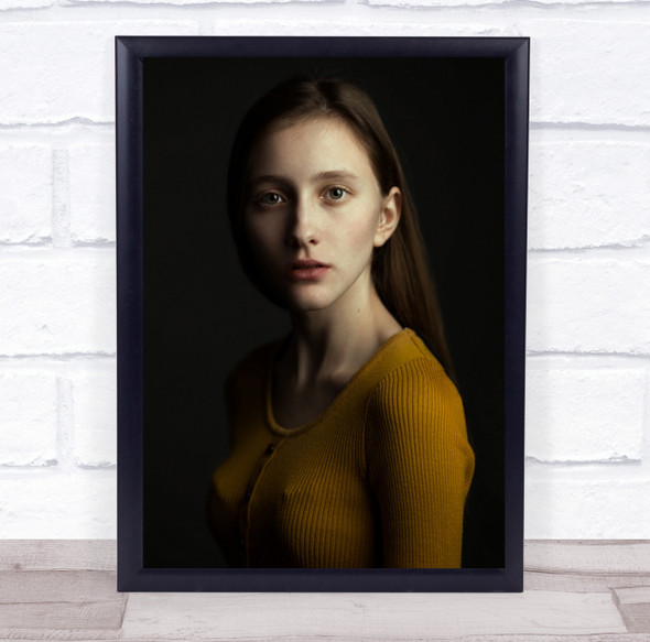 Portrait Woman Girl Studio Model Soft Calm Person Mood Emotion Wall Art Print