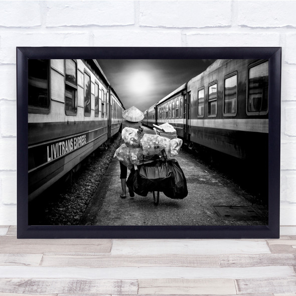 Train Street Passenger Transportation Station Railway Railroad Wall Art Print