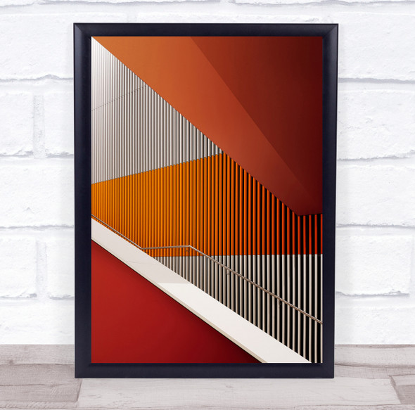 Abstract Architecture Orange Geometry Shapes Stairs Staircase Wall Art Print