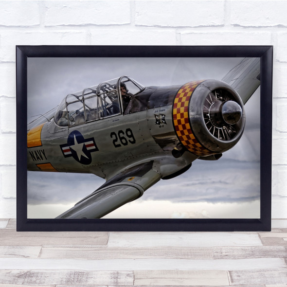 Airplane Fighter Aviation Pilot Person Propeller Wings Action Wall Art Print