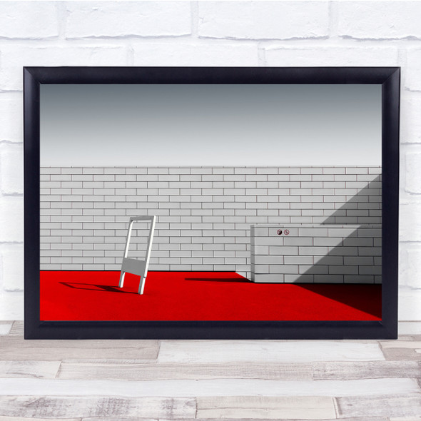 Architecture Abstract Staircase Tiles Red White Black Minimal Wall Art Print