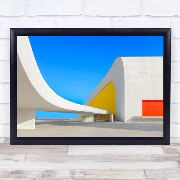 Architecture Niemeyer Aviles Asturias Blue Red Yellow Primary Wall Art Print