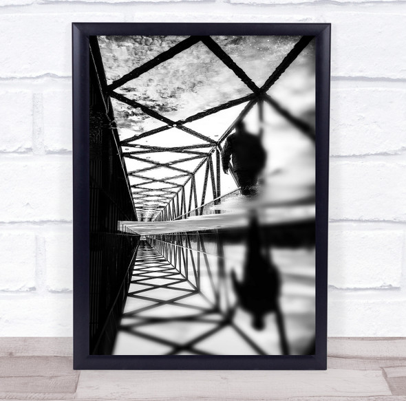 Aveiro City University Campus Portugal Footbridge Man Walking Wall Art Print