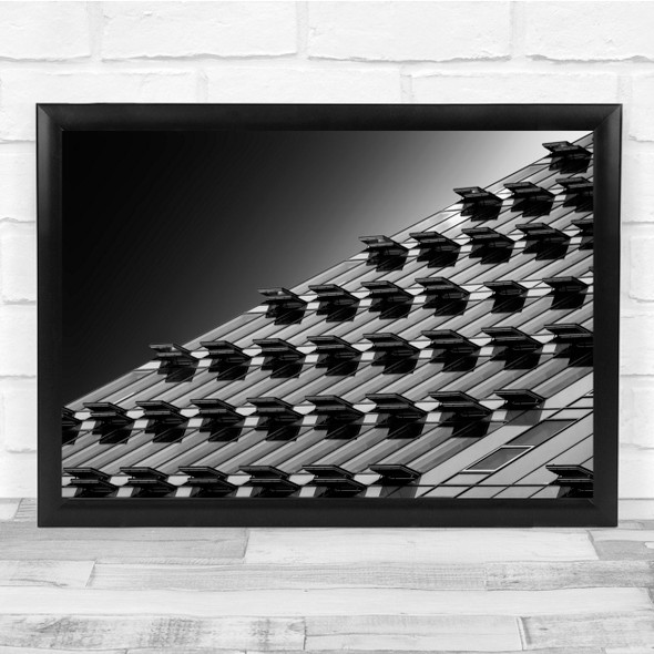Black & White Shutters Diagonal Abstract Architecture Clasped Wall Art Print