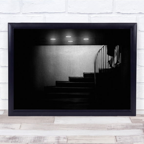 Black-and-white Mood Woman Stairs Light Night Street Conflict Wall Art Print