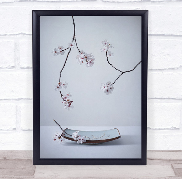 Cherry Blossom Spring Still Life Plate Flower Flowers Zen Spa Wall Art Print