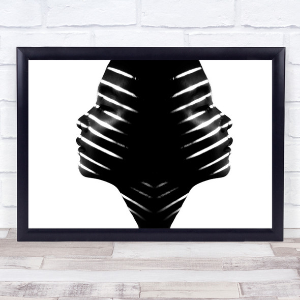 Contrast Stripes Zebra Face Double Mirrored Exposure High Key Wall Art Print