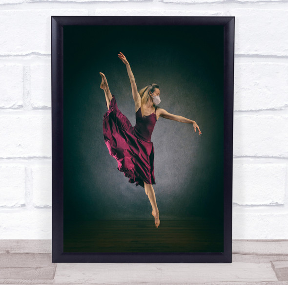 Dance Woman Covid-19 Quarantine Red Dress Pose Dancing Ballet Wall Art Print