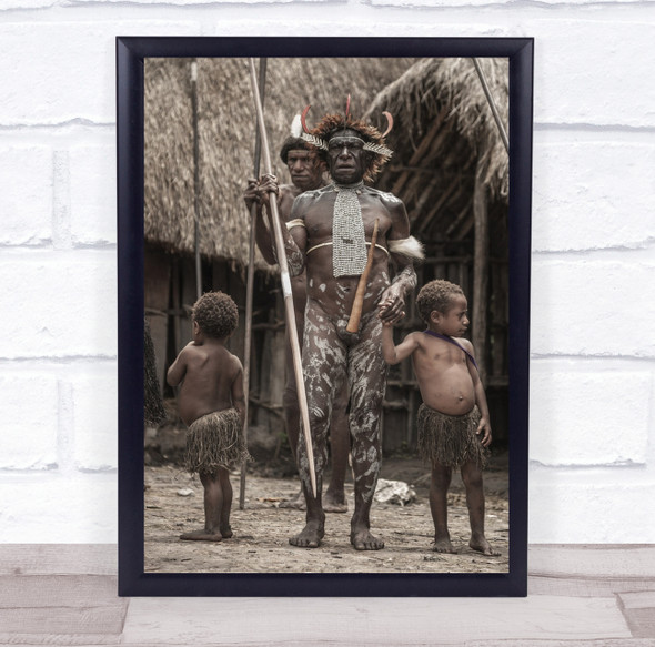 Dani Tribe Nature Papua Indonesia People Father Child Fathers Wall Art Print