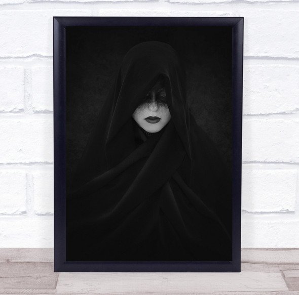 Dark Low Key Low-Key Veil Noir Cape Cloak Creative Edit Woman Wall Art Print