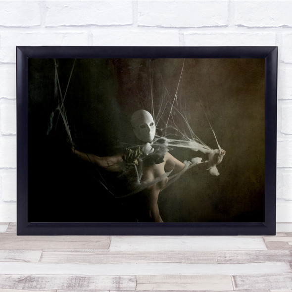 Fine Art Nude Naked Mask Person Woman Studio Web Leaf Texture Wall Art Print