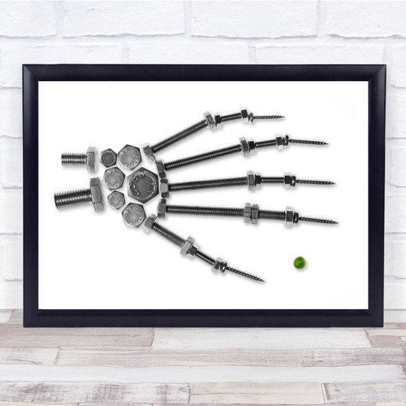 Hand Fysiotherapy Screw Nut Skeleton Pea Food Fun Robot Green Wall Art Print