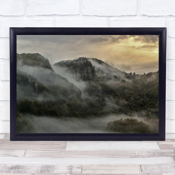Landscape Landscapes Mountain Mountains Italy Pietrasecca Fog Wall Art Print