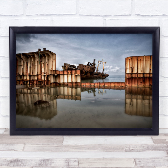 Landscape Old Broken Abandoned Forgotten Wreck Shipwreck Boat Wall Art Print