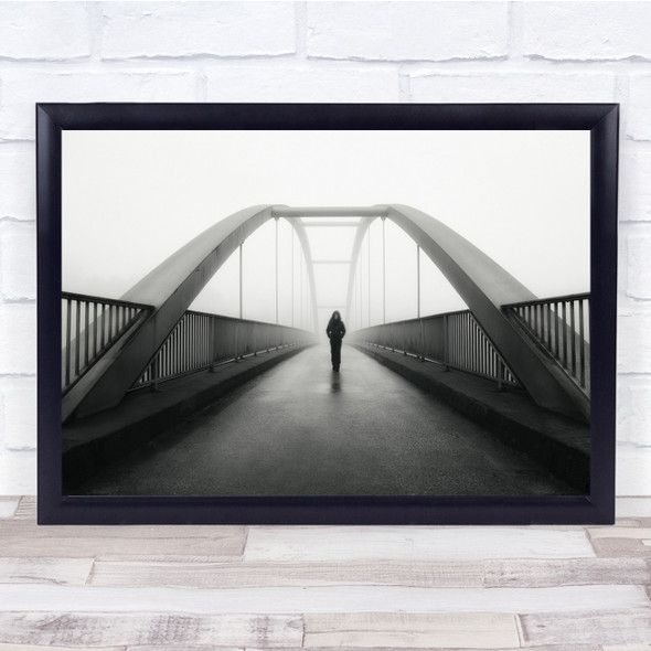 Lines Reflection Shadow Silhouette Road Rain Street Fog Woman Wall Art Print