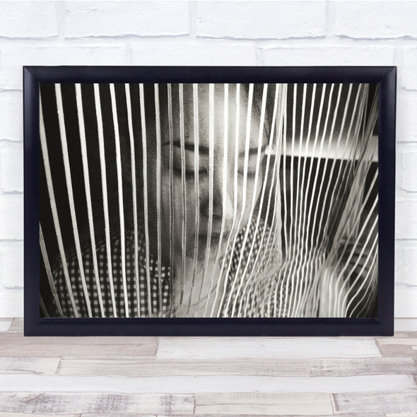 Mood Emotion Feeling Portrait Lines Stripes Woman Face Closed Wall Art Print