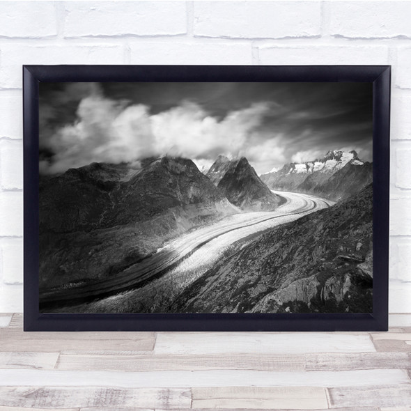 Panorama Grosser Aletshgletsher Landscape Mountain Cloudy sky Wall Art Print