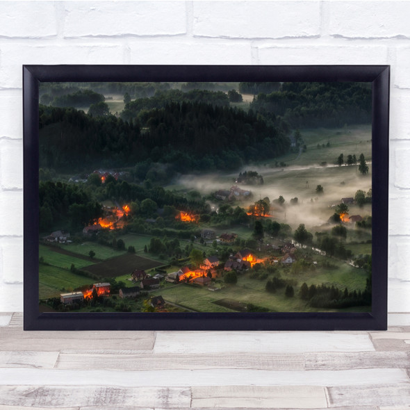 Poland Morning Night Lower Silesia Mist Fog Haze Village Town Wall Art Print