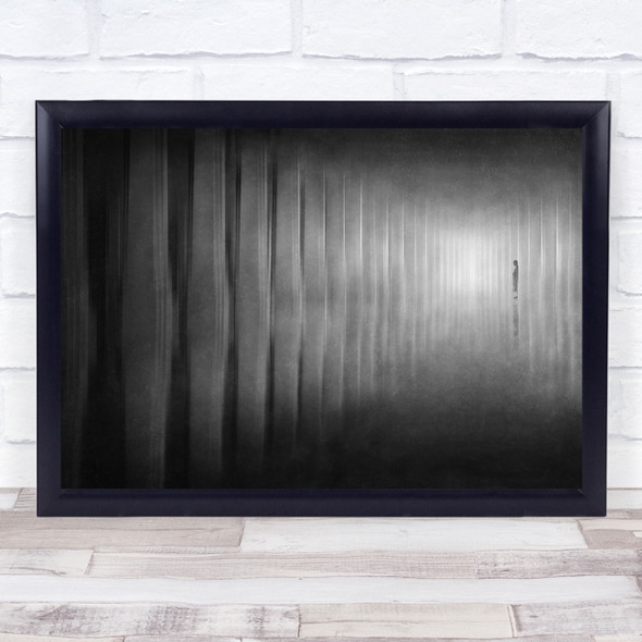 Still In The Serenity reflection person alone black and white Wall Art Print