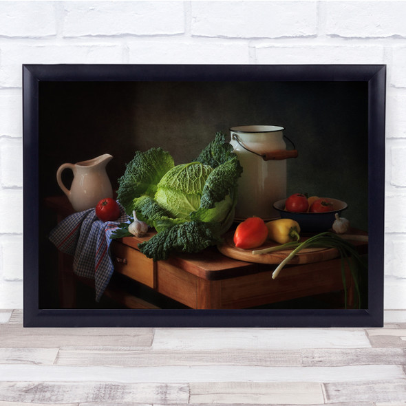 Still Life Light Still-life Still-Life Green Vegetables Table Wall Art Print