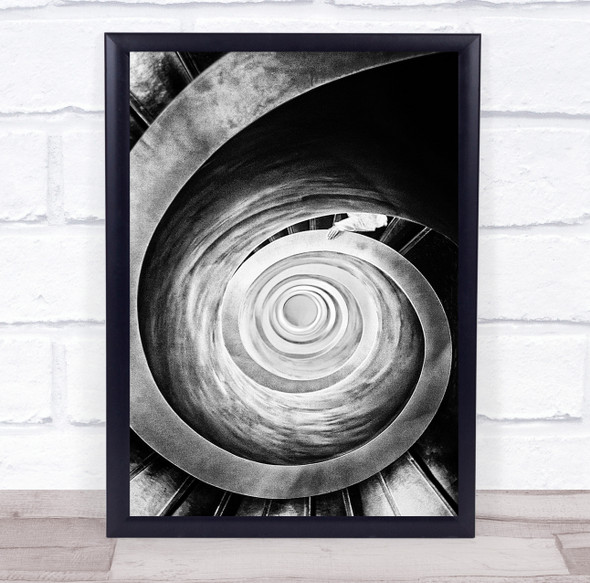 Action Black & White Black White Spiral Hand High-Key Contrast Stairs Print