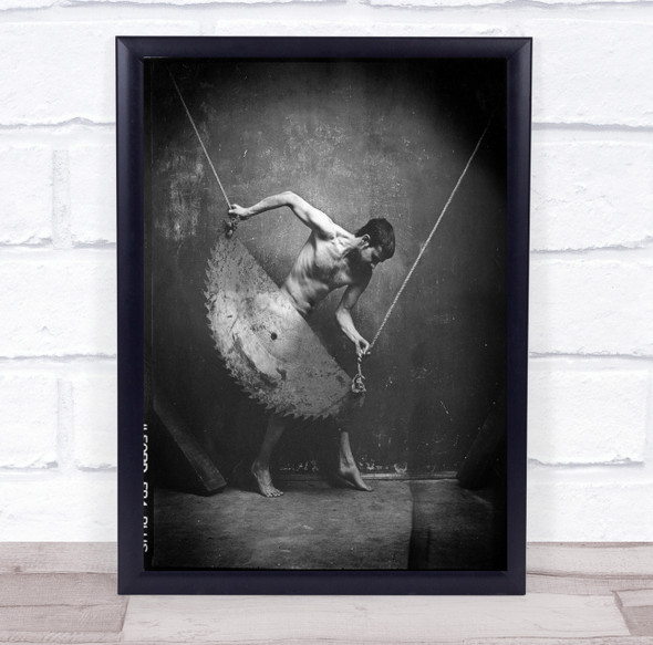 Film Studio Belgorod Russia Saw Portrait Industrial topless man eerie Print